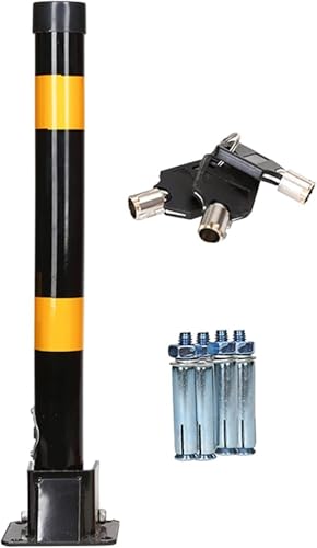 CukUJH Parking Guardrails Safety Bollard Driveway Garage Security Post Barrier with 4 Free Anchor Bolts(Black Yellow)