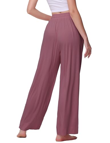 Image of Veseacky Women's Wide Leg Lounge Pants Yoga Pajamas Comfy Stretch Drawstring Pajamas Puls Size Dance Bottoms S-4XL
