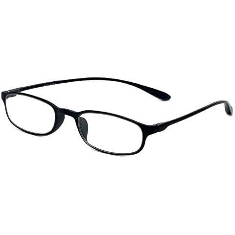 Calabria 718 Flexie Oval Reading Glasses +1.75 Ebony Men/Women Bendable Single Power Readers Flexible Durable TR90 Frame Cover