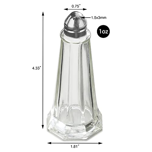 New Star Foodservice 22407 Glass Tower Salt and Pepper Shaker with Stainless Steel Top, 1-Ounce, Set of 12