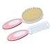 Set di spazzola per capelli e pettine, spazzola per bambini con setole naturali morbide, regalo per baby shower (Rosa)