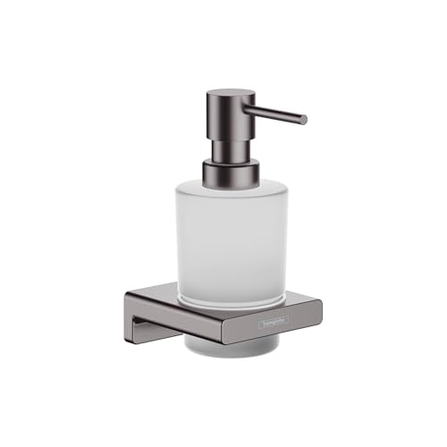hansgrohe AddStoris - Seifenspender, Lotionspender für Wandmontage, Flüssigseifenspender, verdeckte Befestigung, Badezimmer Zubehör, Brushed Black Chrome, 41745340