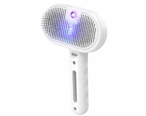 Image of MAK7 4-in-1 Pet Grooming Brush for Dogs & Cats - Professional Deshedding Tool with UV Light for Skin Health & Odour Control - Large White Comb for Long & Short Hair - Effective Tangle & Mat Removal