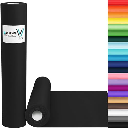 Vanhench 15'x 1200' (100') Black Wrapping Paper, Black...