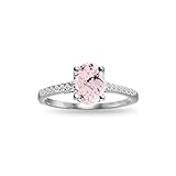 B. BRILLIANT Sterling Silver Simulated Morganite and White Topaz Oval Crown Ring