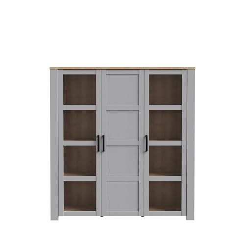 Stauraumvitrine >Bohol< in Riviera Eiche Dekor/Eiche Grau (B/H/T 151,1 x 160,6 x 42 cm) bietet 3 Türen Davon 2 mit Glas, 9 Einlegeböden und Soft-Close-Funktion für stilvolle Aufbewahrung. Stauraumvitrine >Bohol< in Riviera Eiche Dekor/Eiche Grau (B/H/T 151,1 x 160,6 x 42 cm) bietet 3 Türen Davon 2 mit Glas, 9 Einlegeböden und Soft-Close-Funktion für stilvolle Aufbewahrung.