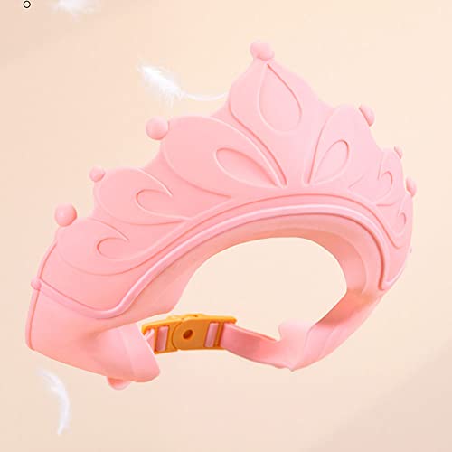 Image of Surakey Baby Shower Cap Adjustable Baby Hair Washing Guard Bath Shampoo Shield Visor Hat Eyes and Ears Head Protection Waterproof Bath Cap (9.45in x 3.94in) for Kids Toddler (Pink)