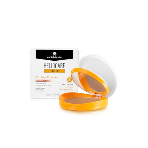 Heliocare 360º Color Compacto Oil-Free Bronze SPF 50 - Fotoprotección Avanzada con Color, Antioxidante, Formato Compacto, Acabado Mate, para Pieles Mixtas o Grasas, 10gr