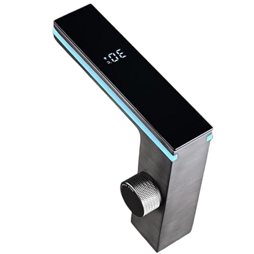 Robinet de lavabo numérique en cuivre avec affichage de température LED autonome