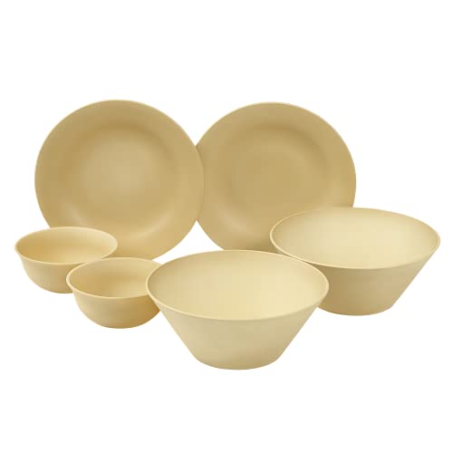 rebirth(リバース) ナチュラルシリーズ 食器セット 6点 B 一人暮らし 日本製 プラスチック 軽い 割れにくい 食洗機 電子レンジ対応 (ベージュ)
