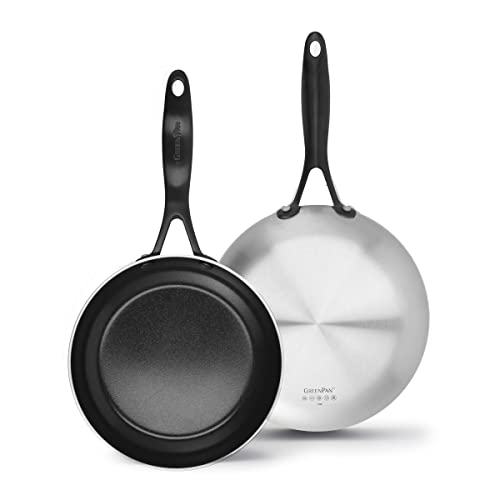 GreenPan Venice Pro Noir Juego de Sartenes de 20cm y 26cm de Acero Inoxidable Sano...