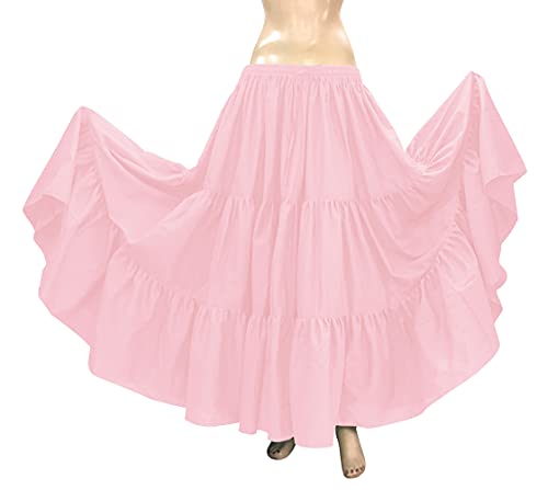 Indian Trendy 36" Long Women's Soft Cotton 10 Yard 3 Tiered Gypsy Belly Dance Skirt Swing Halloween2