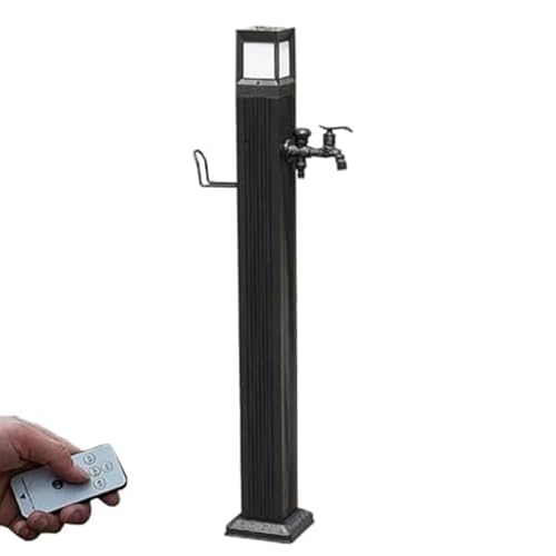 Elegante columna de agua solar de acero inoxidable para exteriores, fuente vertical cuadrada para césped, 74 cm, función de agua de jardín, solución de riego moderna