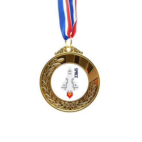 Medalla de oro cohete universo primer puesto con cinta para niños