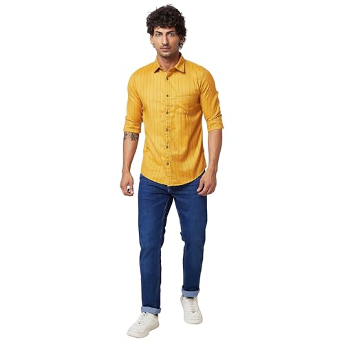 Image of Spykar Men's Regular Fit N /A Full Sleeve Striped Casual Shirts