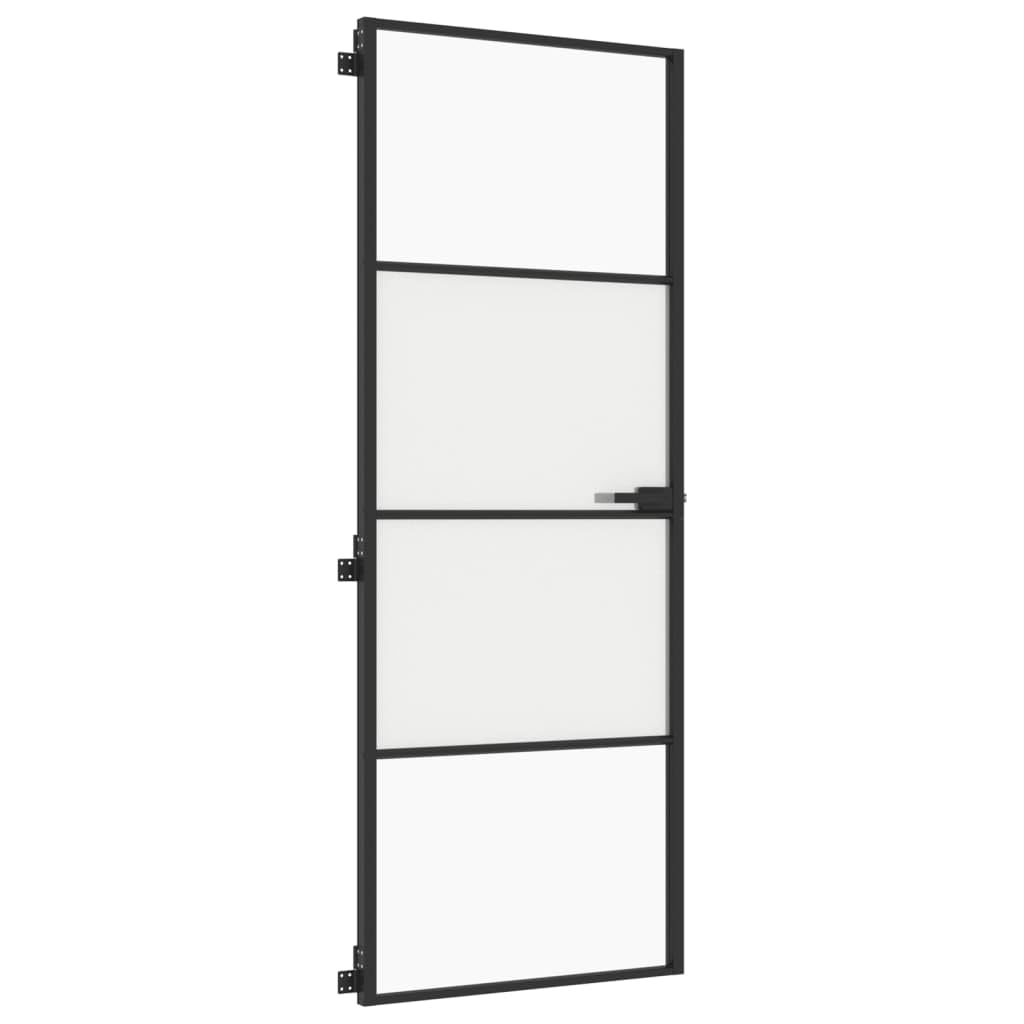 Porta per Interni Nera 76x201,5cm Vetro Temperato e Alluminio,Porta Interna,Porte Da Interno,Porte Interne Casa(SPU:155116)
