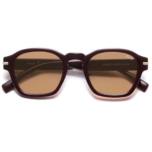 Image of SOJOS Retro Square Polarized Sunglasses Men Trendy Womens SJ2382 | Vintage UV400 90s Sun Glasses Outfit Driving