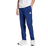 Adidas Mens Essentials Linear Single Jersey Sportswear Pants, Dark Blue/White, XX-Small