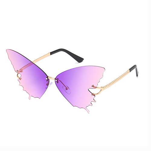 YAMEIZE Mode Schmetterling Randlose Sonnenbrille für Frauen Vintage Metallrahmen Brillen UV-Schutz Cover