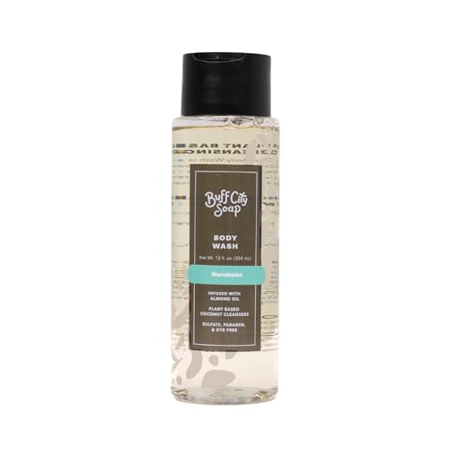 Buff City Soap Plant-Based Body Wash - Coconut Cleansers & Almond Oil Infused. Gentle & Rich Non-Drying Lather. Helps Reduce Moisture Loss & Supports Natural Skin Barrier - Narcissist 12 floz