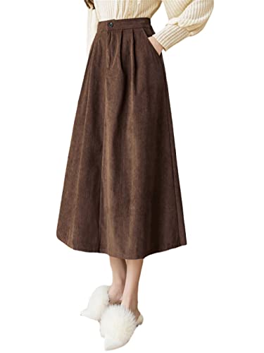 Jupe longue trapèze en velours pour un look d'automne élégant au quotidien