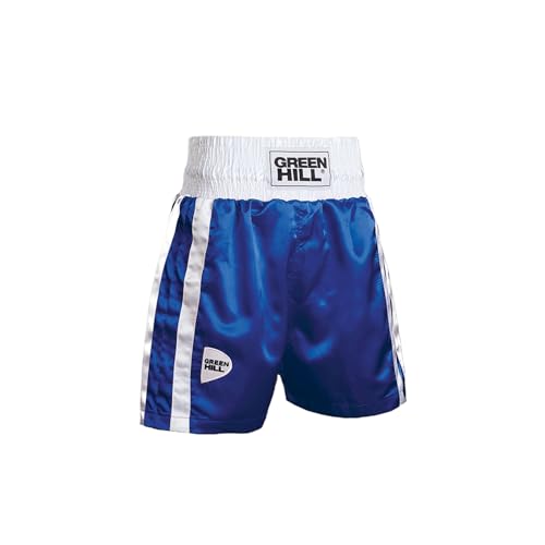 GREEN HILL Pantaloncino da Boxe Modello Elite Rosso Blu (L, Blu)