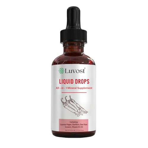 Luvost Liquid Drops with Cayenne Pepper, Hawthorn Berry, Beet Root, Turmeric, Berberine & Vitamins D3 + K2 – Supports Circulation, Heart & Vascular Wellness – 60 ml