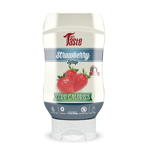 Mrs Taste Sugar Free Strawberry Syrup, Zero Calories, Zero Sodium, Zero Sugar, High Fiber, Keto Friendly, Paleo Friendly, Condiments and Sauces (11 oz, Strawberry Syrup)