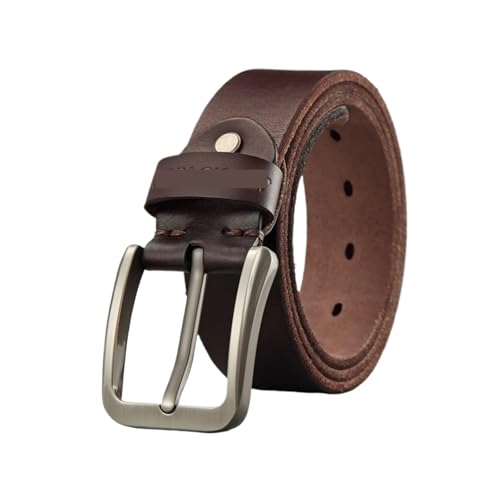 Belt Men's Genuine Leather Needle Buckle Layer Handmade Casual Trend Men's Belt Ornament(105CM,Dark Coffee Color)