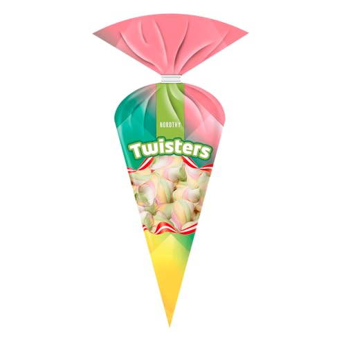 Nordthy Twister Marshmallows 150 g Dänische Marshmallows in gedrehter Form Weiche Schaumzuckerware für Desserts & Partydeko