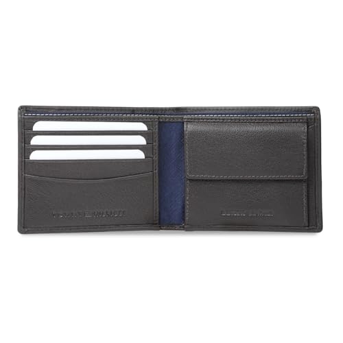 Image of Tommy Hilfiger Men's Leather Wallet Berkane | Brown Printed Global Bi-Fold with Coin Pocket | Stylish Purse for Gents