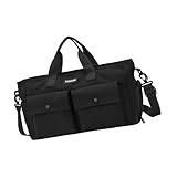 Bolsa de viaje para mujeres y hombres, fitness, durante la noche, hospital, entrenamiento, fines de semana, con compartimento para zapatos, bolsa de viaje, Black