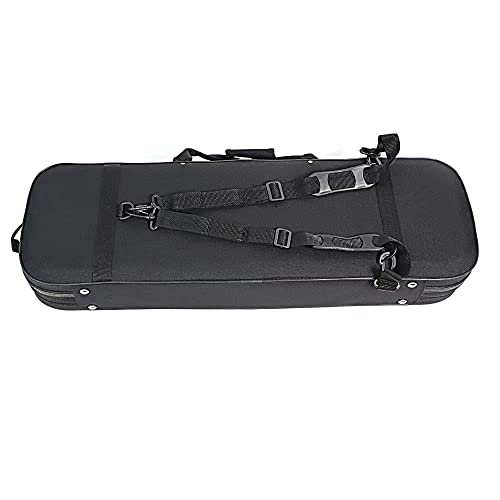 4/4 Full Size Violin Case,Fino Professional Oblong Violin Hard Case With Built-In Hygrometer,Super Lightweight Portable Carrying Bag Slip-On Cover With Backpack Straps,Black #TOP6
