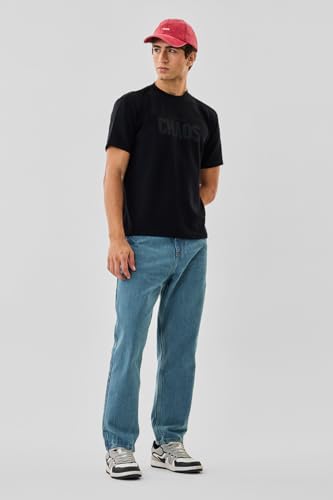 Image of SNITCH Men Casual Jeans | Baggy Fit with Mid Rise & Relaxed Thigh | 100% Cotton Woven Denim for All Seasons | Durable & Comfortable Design for Everyday Wear
