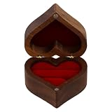 Amexo Scatola Porta Anelli a Forma di Cuore, Scatola Anelli in Legno di Noce con e Velluto Nero, Scatola per Gioielli Scatola di Presentazione per Anelli per Proposta Matrimonio (D)