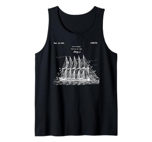 Vintage-Shirt mit Schiffsrigging-Baumuster — Old Ocean Sailboat Tank Top
