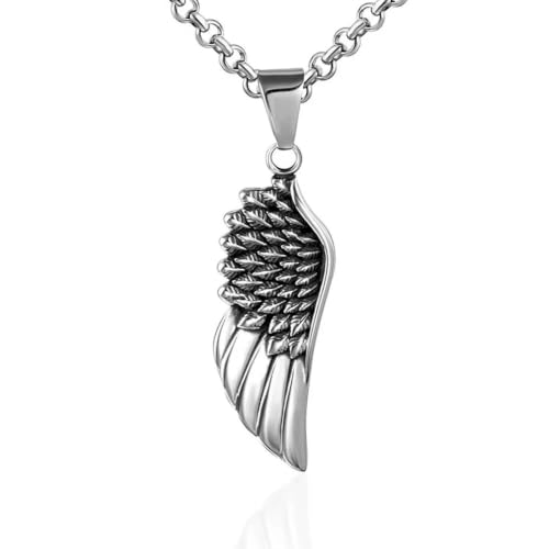Pendentif en plumes punk pour hommes au design ciselé et finitions rétro