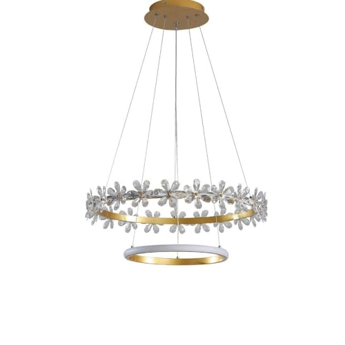 Suspension fleur en cristal et design créatif LED 40W changeant pour un intérieur chaleureux