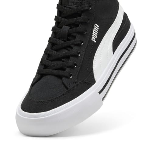PUMA Men's Court Classic Vulc Mid Shoes, Black-White, 134