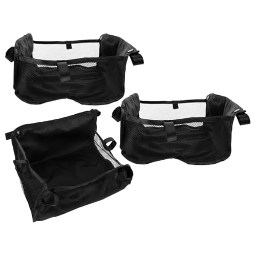 Uonlytech Bolsa Organizadora Espacio Amplio para Cochecito de Tela Oxford Negra 3 Piezas y Fijación Sencilla para Carrito de Ñiño y Paseo en Viaje