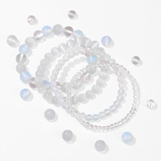 4pcs Beaded Bracelets for Women,Natural Healing Crystal Gemstones Bracelet,Anxiety Stress Relief Bracelet Handmade purple Jewelry Gifts for Women