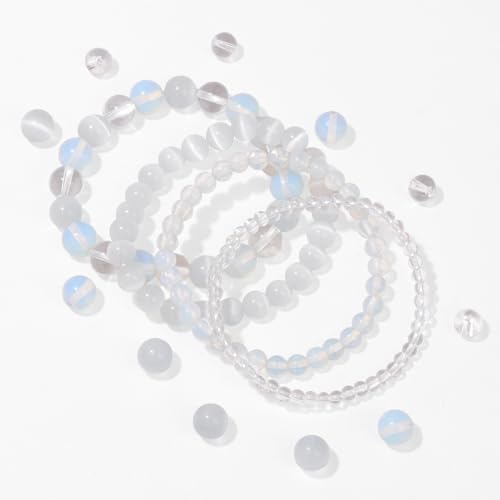 4pcs Beaded Bracelets for Women,Natural Healing Crystal Gemstones Bracelet,Anxiety Stress Relief Bracelet Handmade purple Jewelry Gifts for Women