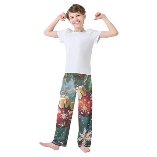 Christmas Ball Spruce Branch Boys Long Pants Soft Trousers Elastic Waist Kids Lounge Bottoms with Pockets S-XL3