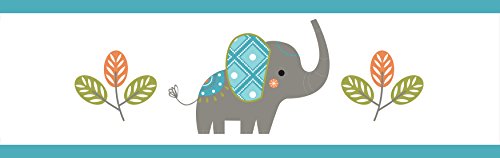 Mod Elephant Baby Childrens and Kids Wall Paper Border