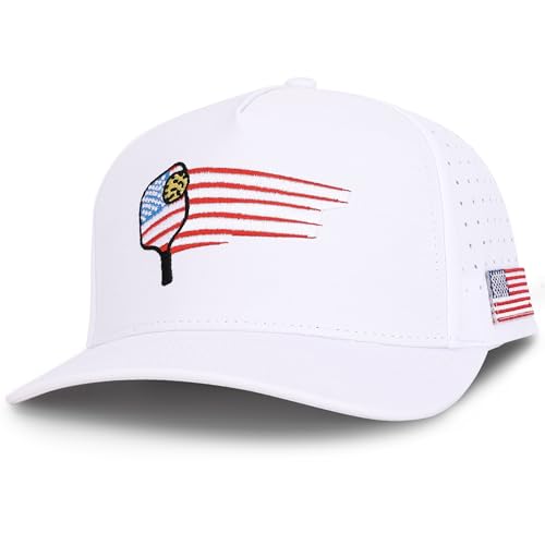 Avino Patriotic Pickleball Hat - Adjustable Embroidered One Size Fits All - White American Hat