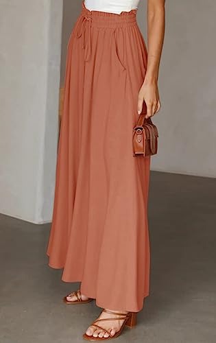 Muchpow Women's Wide Leg Drawstring Pants Elastic Waisted Casual Palazzo Trousers with Pockets3