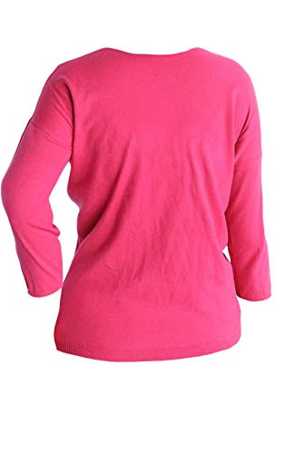 Yukiwi Women 3/4 Sleeve Rhinestone Hot Fix Motif Light Weight Sweater Pullover M Rose #TOP4