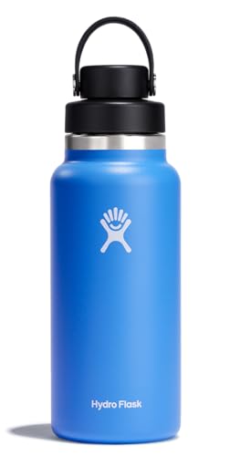 Image of Hydro Flask Water Bottle - Insulated Stainless Steel - Wide Mouth Chug Lid, Non Spill, Leakproof in 32 Oz Cascade Blue