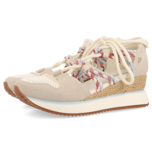 SNEAKERS OUVERTES OFF-WHITE DE TYPE ESPADRILLE À TALON COMPENSÉ POUR FEMME IONA