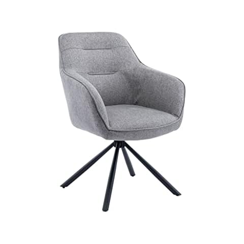 Casa Vital KENOSON Dining Chairs Set of 2 63 x 61 x 88 cm Padded Chair Metal Legs Powder-Coated 180° Swivel Plate in Base 120 kg Maximum Weight Load (Colour: Grey) Cover